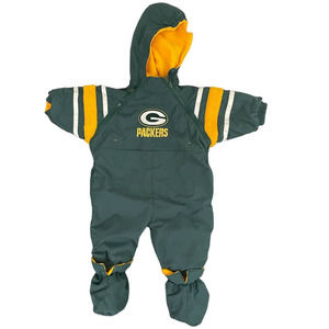 NFL Green Bay Packers Infant Snowsuit 6-9 Months Hooded w Booties Zipper Warm